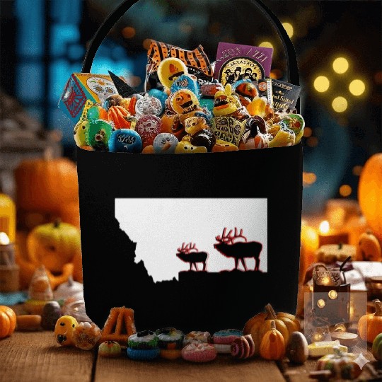 image of Montana state with outline of Elk inside Fabric Baskets
