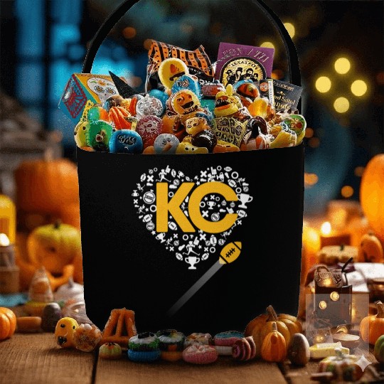 I Love Kansas City Football Fabric Baskets Heart KC