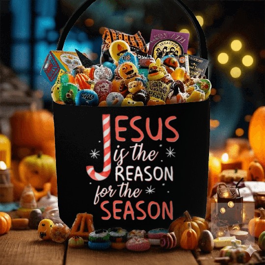 Jesus Is The Reason For The Season Candy Cane Chr Fabric Baskets