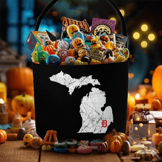 Detroit Michigan Map Lakes Letter D Nature Travel Fabric Baskets