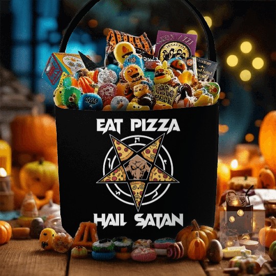 Baphomet Pentagram Lucifer Eat Pizza Hail Satan Fabric Baskets