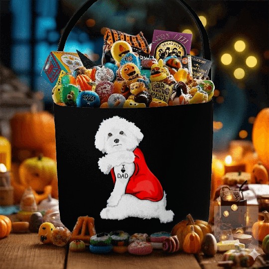 Funny bichon frise Dog I Love Mom Tattoo Lover Fabric Baskets