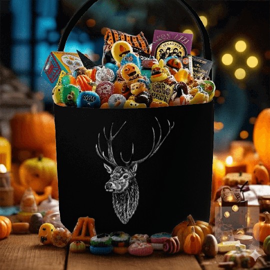 Red deer stag - ink illustration Fabric Baskets