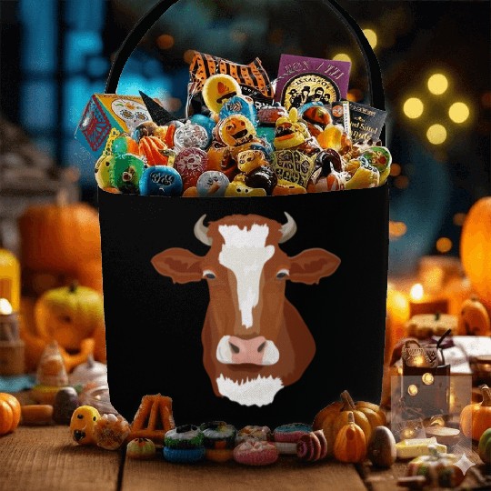 Brown Cow Head Realistic Fabric Baskets