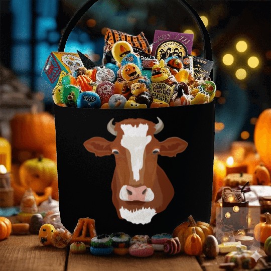 Brown Cow Head Realistic Fabric Baskets