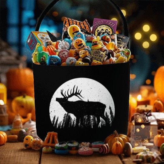 Elk Antlers Forest Moon Fabric Baskets