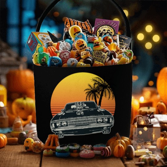 Muscle Car Sunset Fabric Baskets