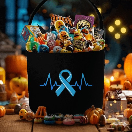 Prostate Cancer Fighter Heartbeat Fabric Baskets Blue Ribbon