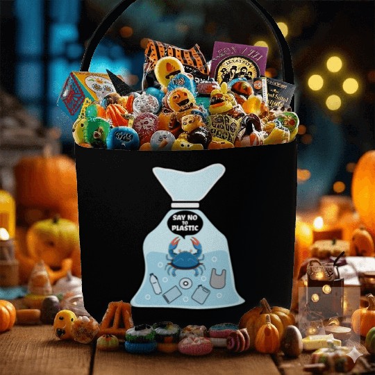 Say No To Plastic Crab Vinyl Best Friend Gift Fabric Baskets