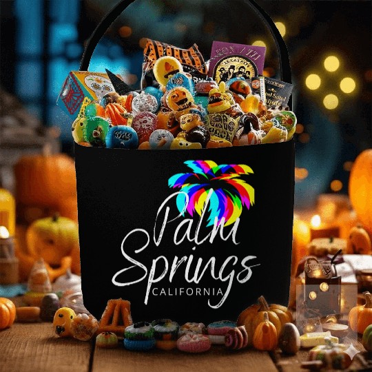 Palm Springs Neon Tree (White) Fabric Baskets