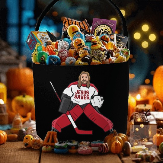 Funny Hockey Jesus Saves Hockey Goalie Fabric Baskets