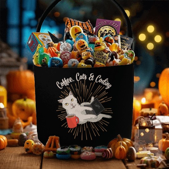 Coding Cats and Coffee Software Developer Fabric Baskets