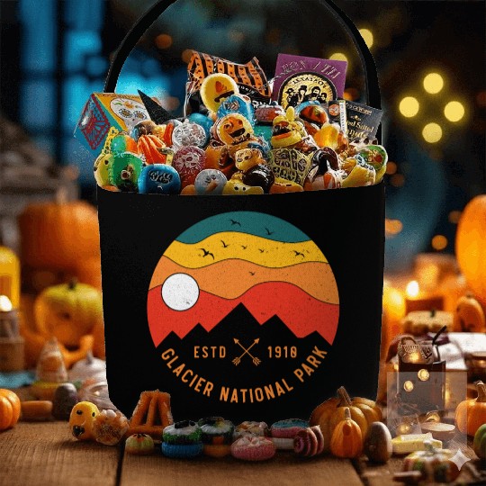 Retro Glacier National Park Montana Souvenir 80s Fabric Baskets