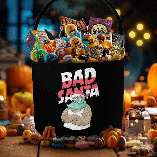 Bad Santa Claus Christmas Tattoo Fabric Baskets