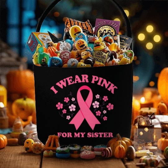 I Wear Pink For My Sister Breast Cancer Awareness Fabric Baskets