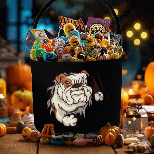 Angry bulldog cool dogs design Fabric Baskets