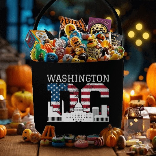 Washington Dc Capitol Hill Usa Flag Souvenir Gift Fabric Baskets