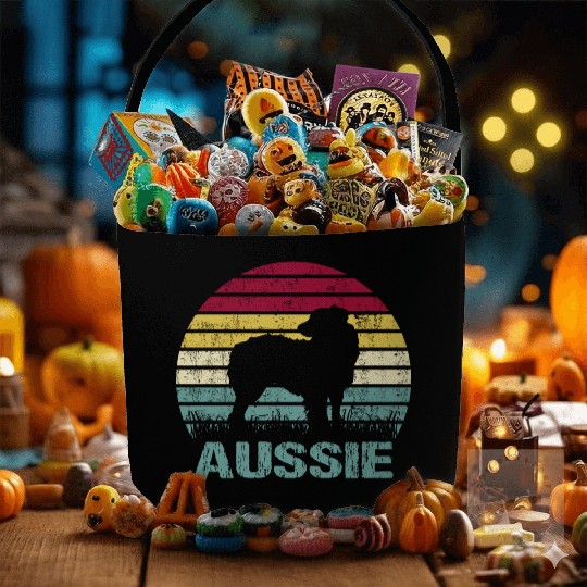 Aussie Australian Shepherd Retro Silhouette Fabric Baskets