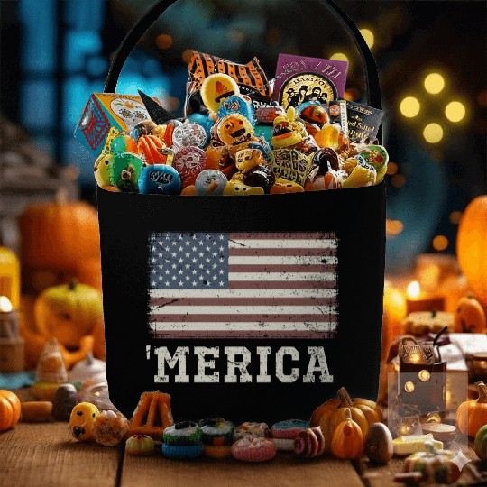 Merica Vintage Usa Flag Fabric Baskets