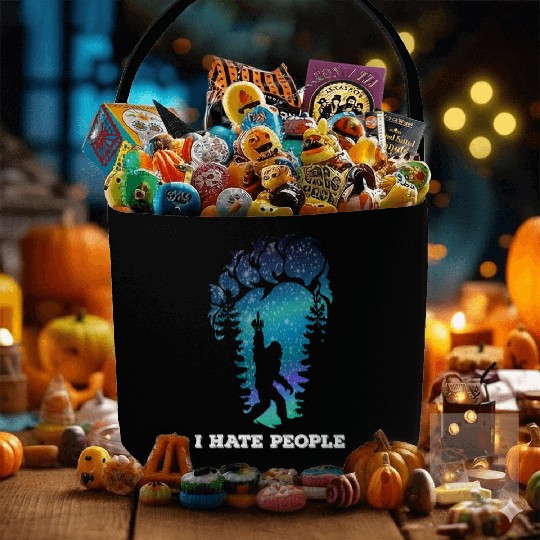 Bigfoot Middle Finger I Hate People Sasquatch Fabric Baskets