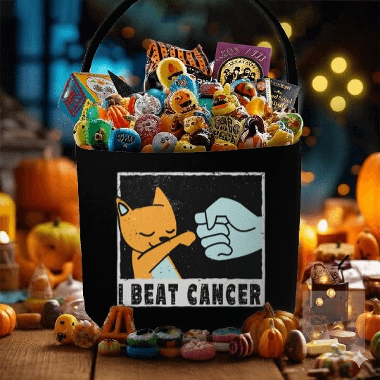 cut little Cat Cancer Survivor I Beat Cancer Fabric Baskets