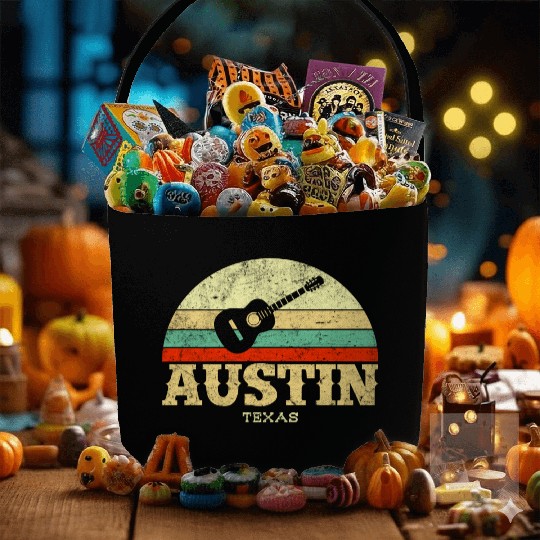 Retro Austin Texas Guitar Vintage Lone Star State Fabric Baskets