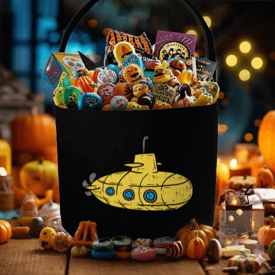 Us Navy Yellow Cartoon Submarine Cute Submariner B Fabric Baskets