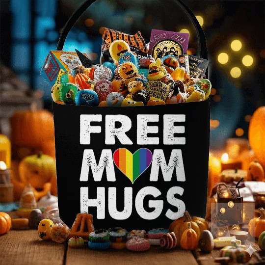Free Mom Hugs Pride LGBTQ Rainbow Heart Fabric Baskets