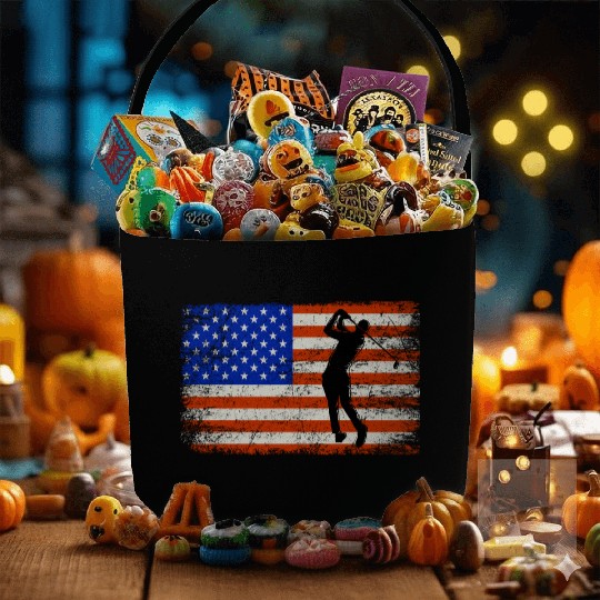 4th of July Golf American Flag Patriotic Fabric Baskets