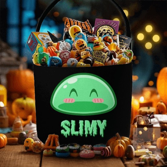 Cute Green Dungeon Slime Monster Weird Anime Fabric Baskets