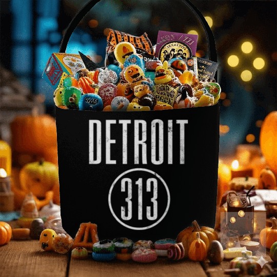 Detroit 313 Area Code Vintage Fabric Baskets