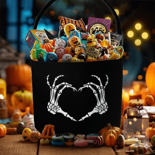 Skeleton Hand Heart Sign Bones Costume Funny Fabric Baskets