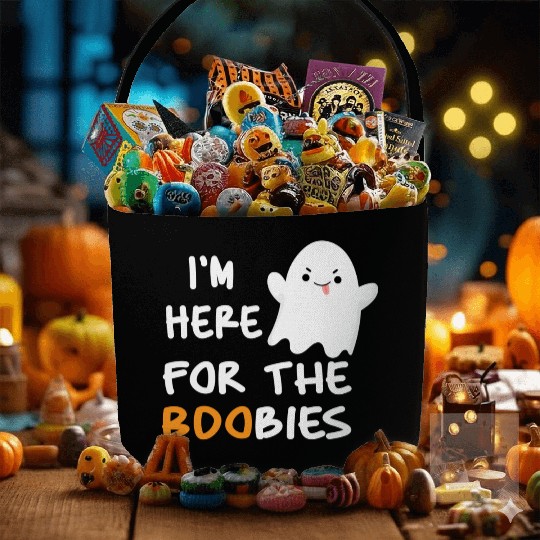 I'm Here For the Boobies Funny Baby Halloween Fabric Baskets