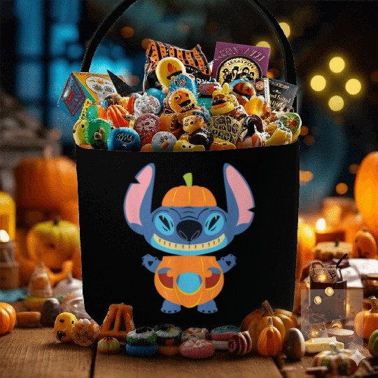 Stitch Pumpkin Halloween Fabric Baskets