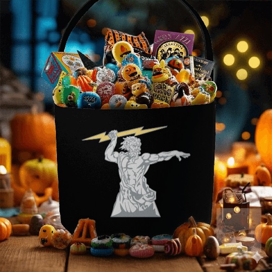 Greek mythology Zeus lightning bolt silhouette Fabric Baskets