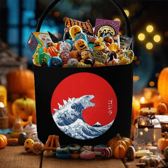 Great Wave Off Kanagawa Circle Fabric Baskets