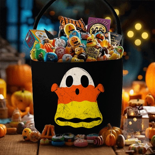 Vintage Candy Corn Ghost Creepy Halloween Costume Fabric Baskets
