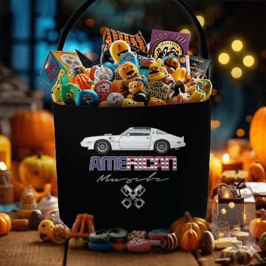 American Muscle Cameo White w Orange Graphics Fabric Baskets