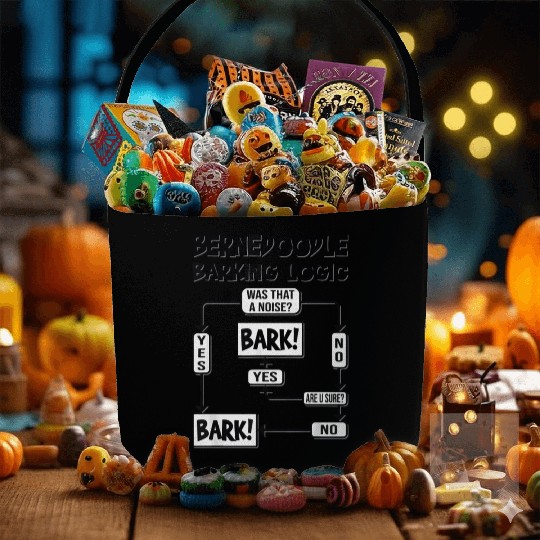 Dog Barking Logic Funny Dog Idea Funny Bernedoodle Fabric Baskets