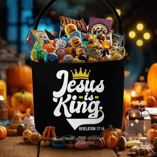 Jesus Is King Revelation 17:14 Christian Fabric Baskets