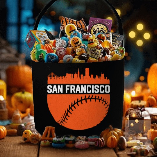 Vintage Downtown San Francisco Cali Skyline Baseba Fabric Baskets