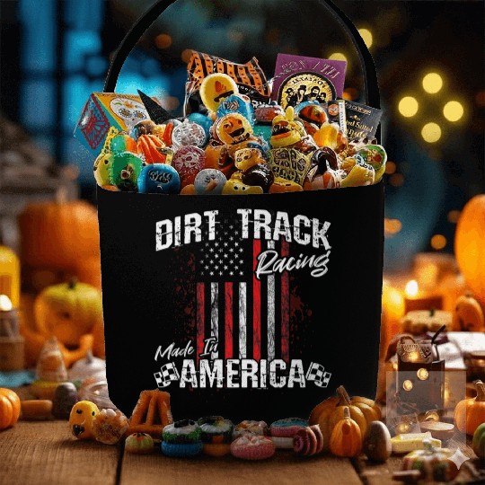 Dirt Track Racing Made In America Fabric Baskets