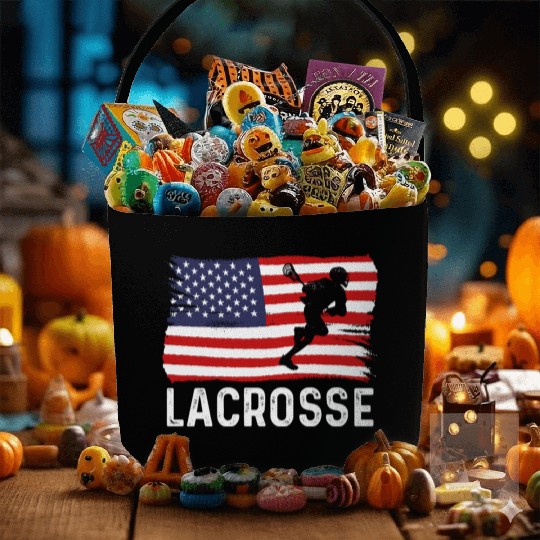 Lacrosse American Flag USA 4th Of July Fabric Baskets