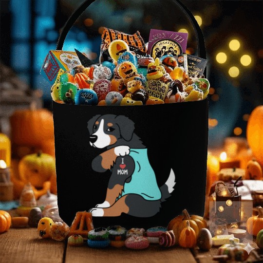 I Love Mom Tattoo Bernese Mountain Dog Fabric Baskets