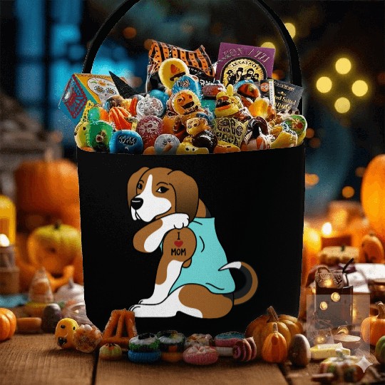 I Love Mom Tattoo Basset Hound Fabric Baskets