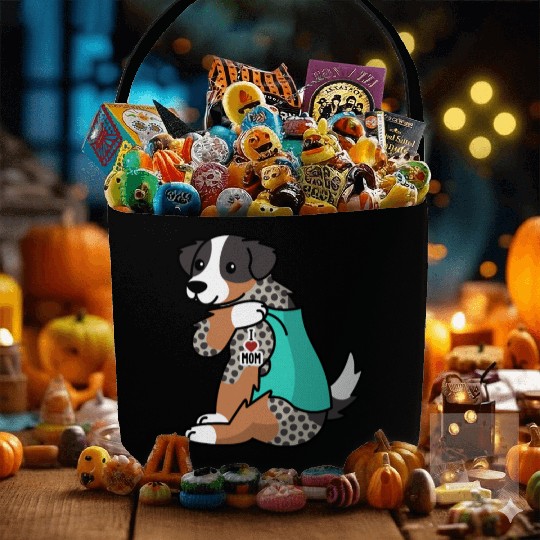 I Love Mom Tattoo Australian Shepherd Fabric Baskets