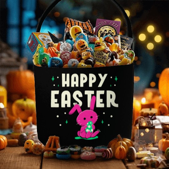 Happy Easter Egg Bunny Sayings Fabric Baskets