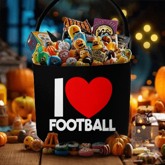 I Love Football Red Heart Football Lover Football Fabric Baskets