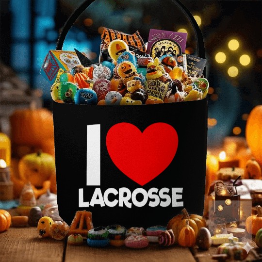 I Love Lacrosse Red Heart Lacrosse Lover Lacrosse Fabric Baskets