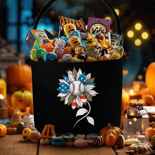 US Leopard Baseball Sunflower Women American Flag Fabric Baskets